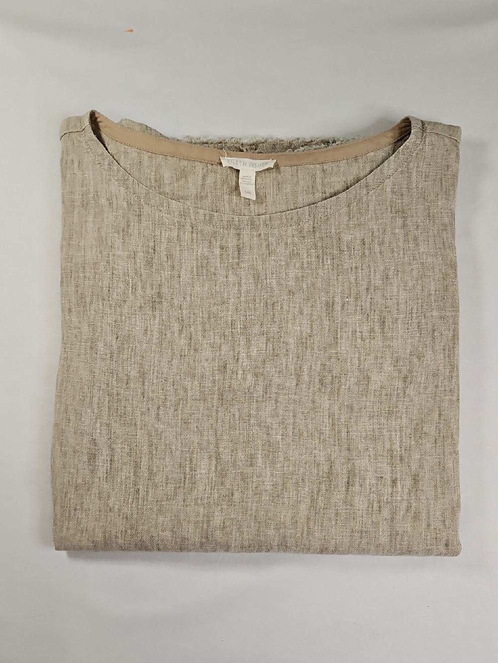 Eileen Fisher Oatmeal Organic Linen Tunic Top, Size Large - Picture 10 of 10